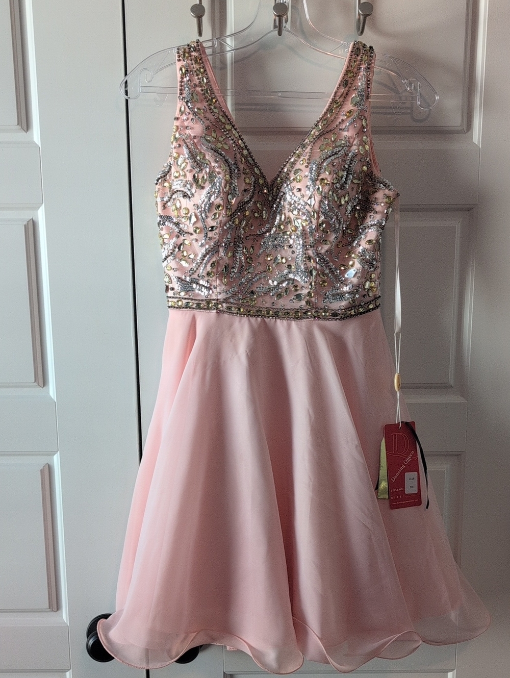 Dancing Queen Pink Beaded V-Neck Party Dress